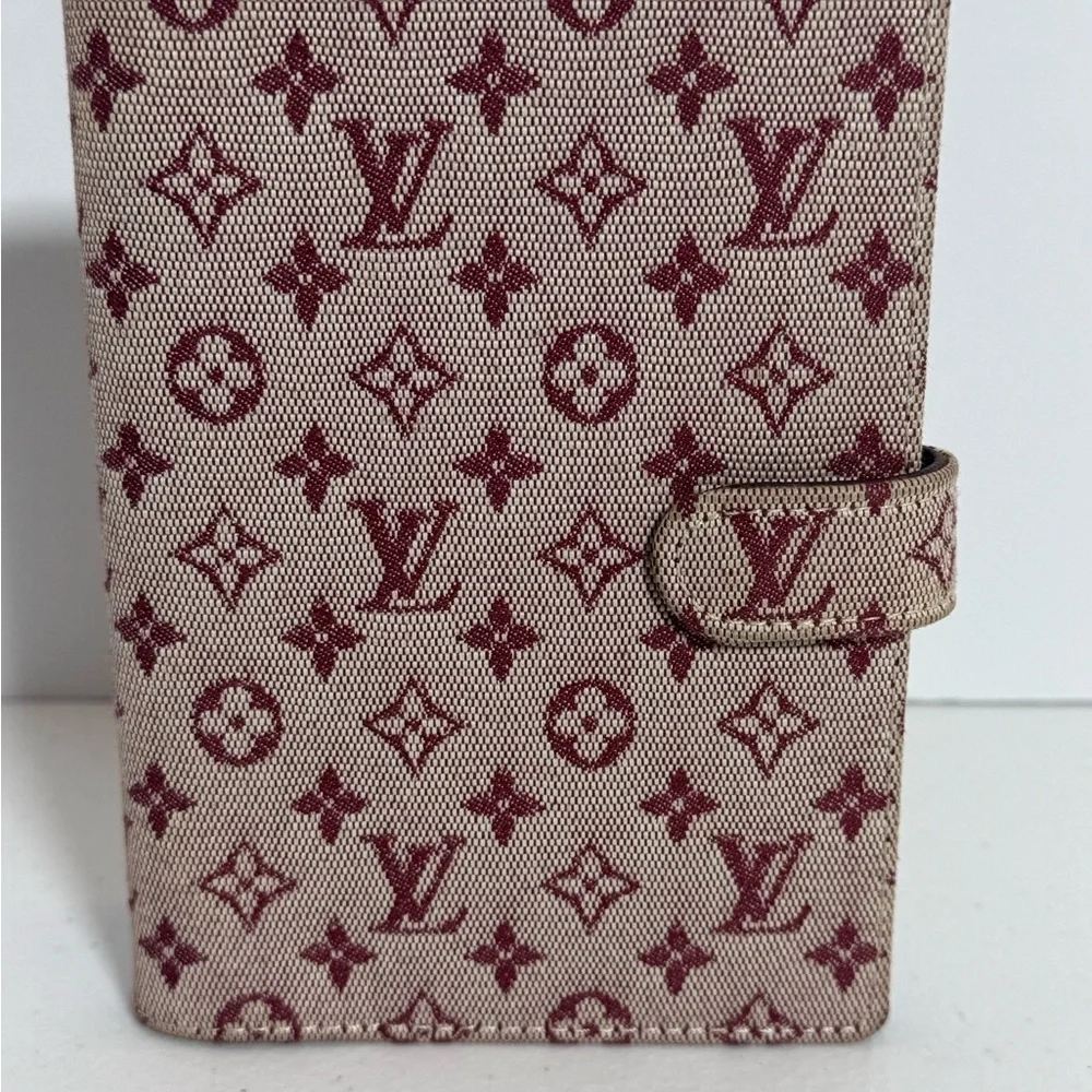 AUTHENTIC Louis Vuitton Red and Cream Monogram Mini Lin Agenda
